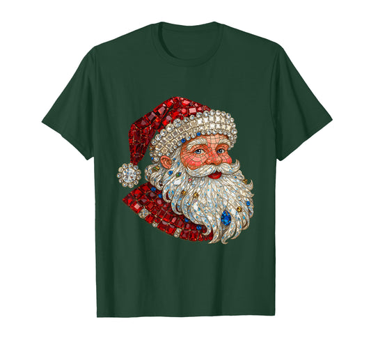 Jeweled Glam Santa Sparkle Christmas T-Shirt