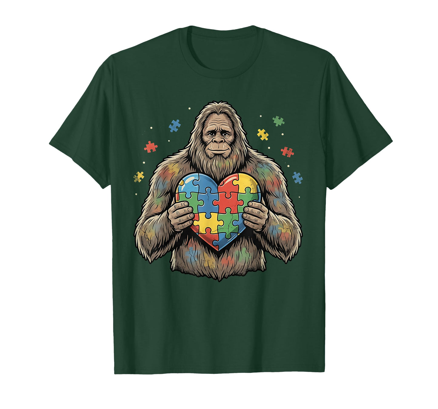 Autism Awareness Puzzle Heart Autistic Bigfoot Boys Girls T-Shirt