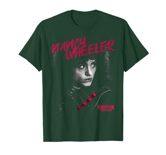 Stranger Things Nancy Wheeler Black and White Red Cartridges T-Shirt