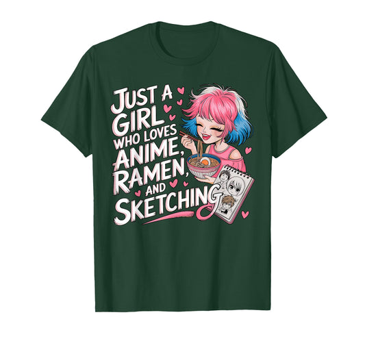 Just a Girl who Loves Anime Ramen and Sketching T-Shirt