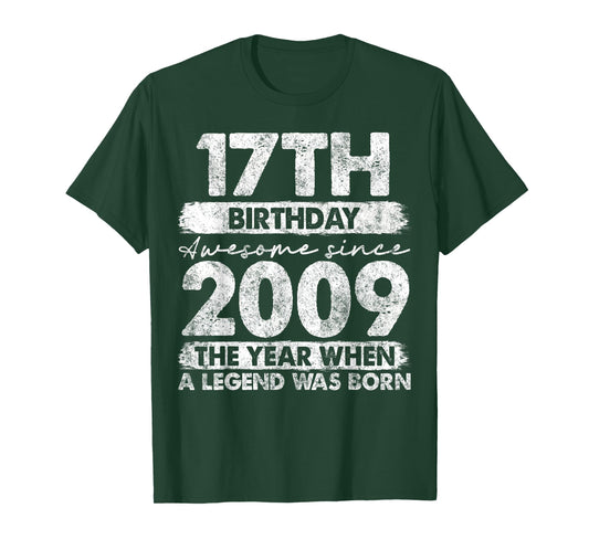 17 Year Old Gifts Vintage 2009 Limited Edition 17th Birthday T-Shirt