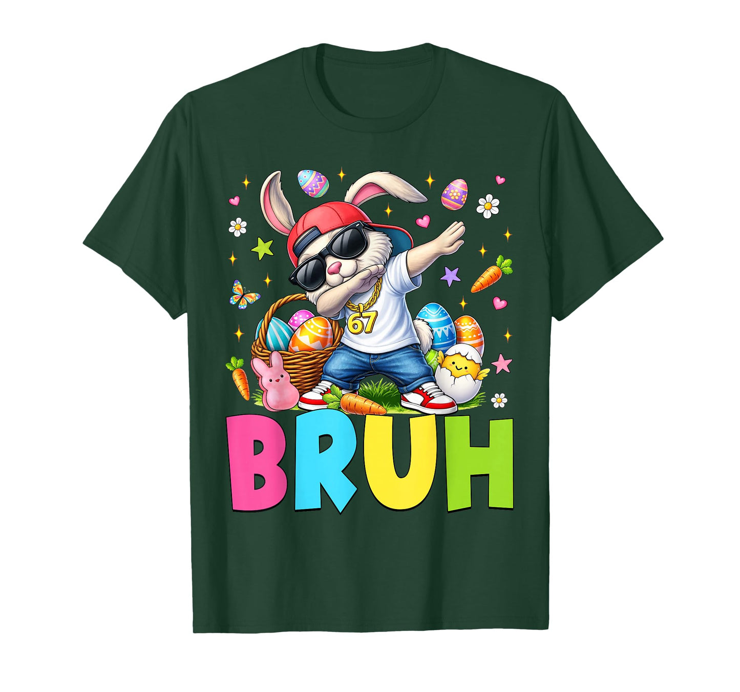 Six Seven 6 7 Bruh Dabbing Bunny Rabbit Easter Day Boys Kids T-Shirt