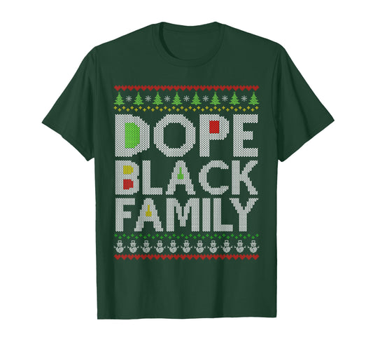 Dope Black Family 2025 Afro Christmas Tree Santa Pj Matching T-Shirt