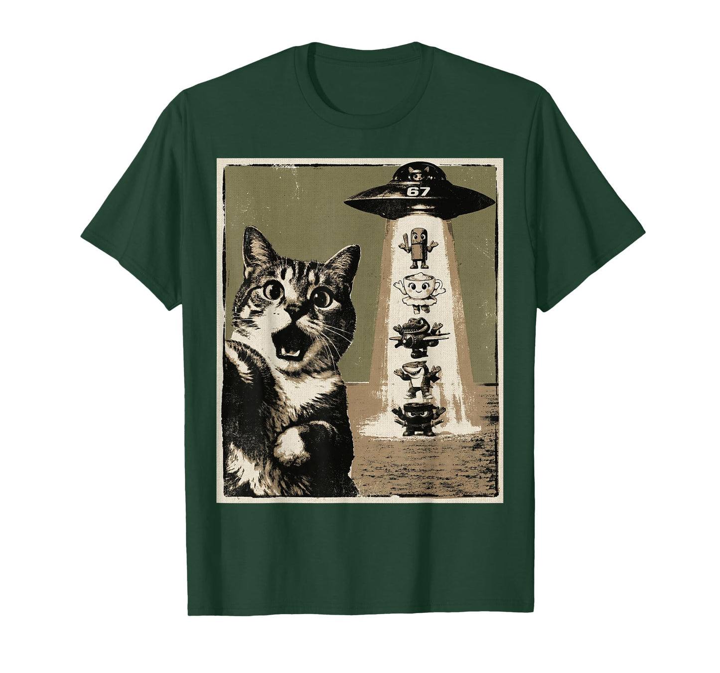 67 Six Seven 6 7 Italian Brainrot Cat Meme Selfie Alien UFO T-Shirt