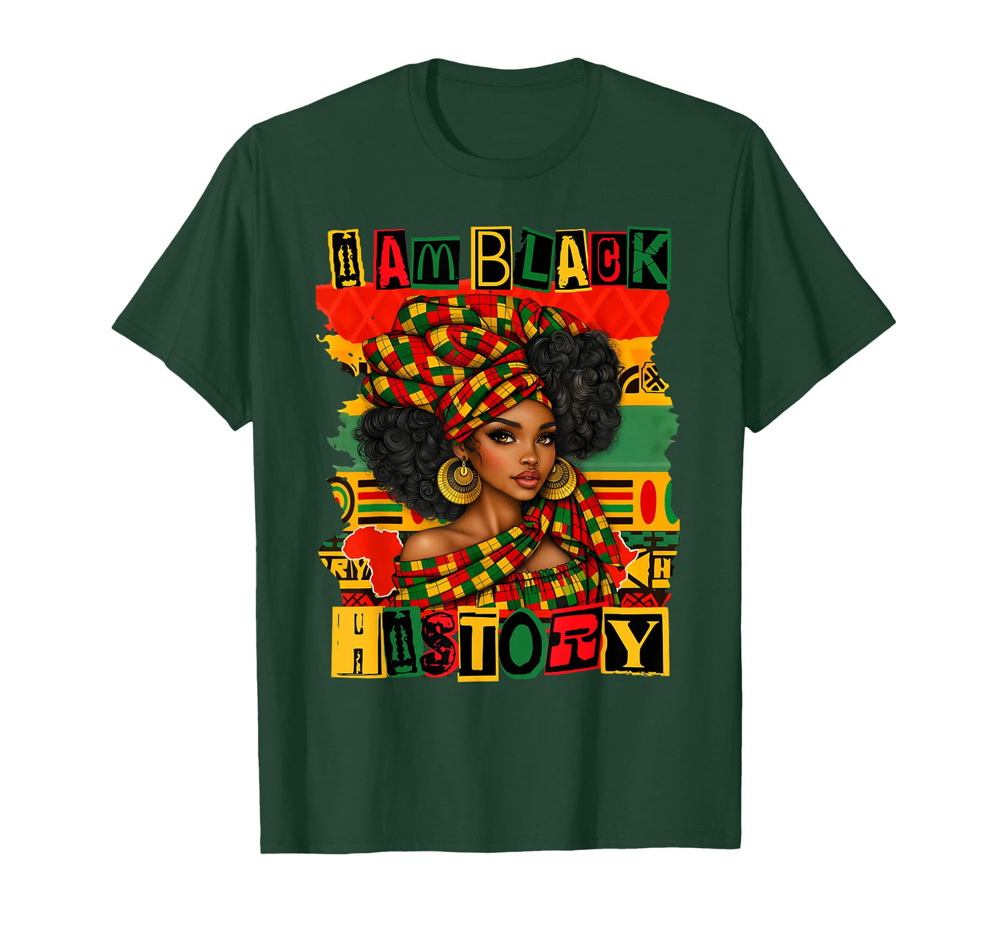 Black Woman African Melanin Queen I Am Black History Africa T-Shirt
