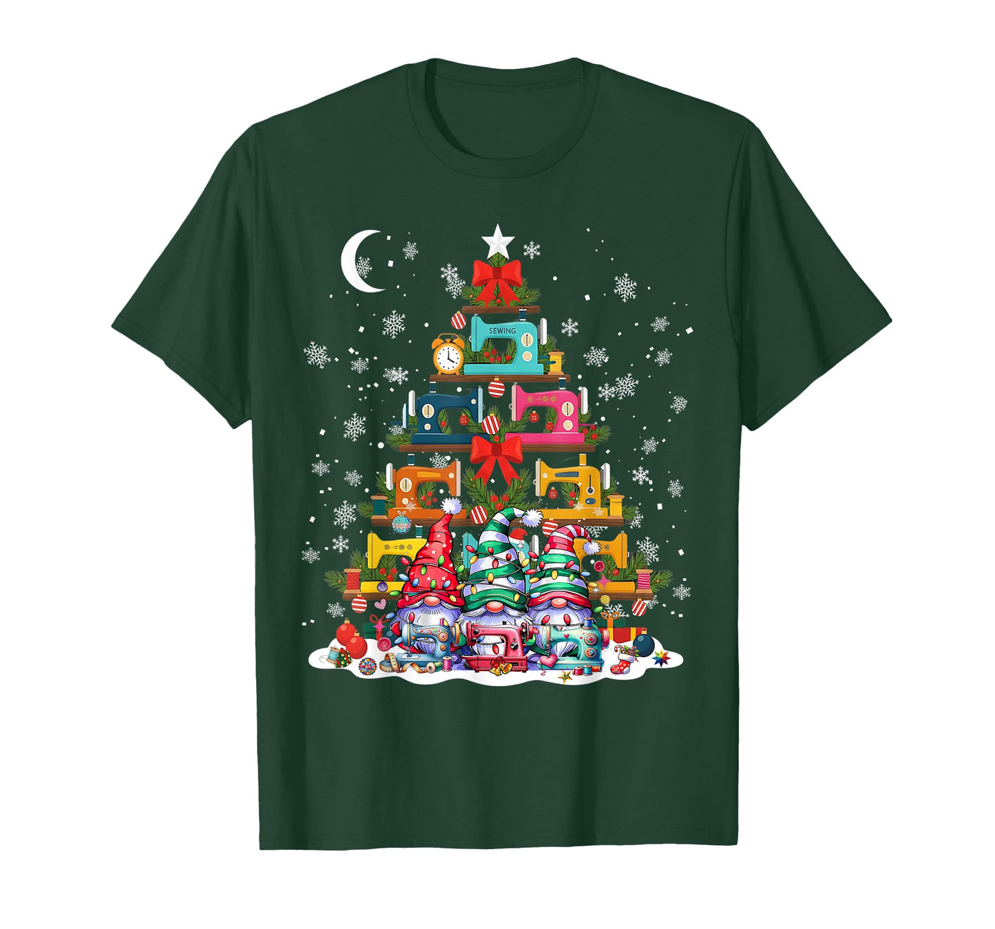 Cute Sewing Quilting Sewing Machine Christmas Tree Christmas T-Shirt