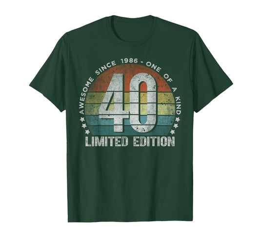 40 Year Old Gifts Vintage 1986 Limited Edition 40th Birthday T-Shirt