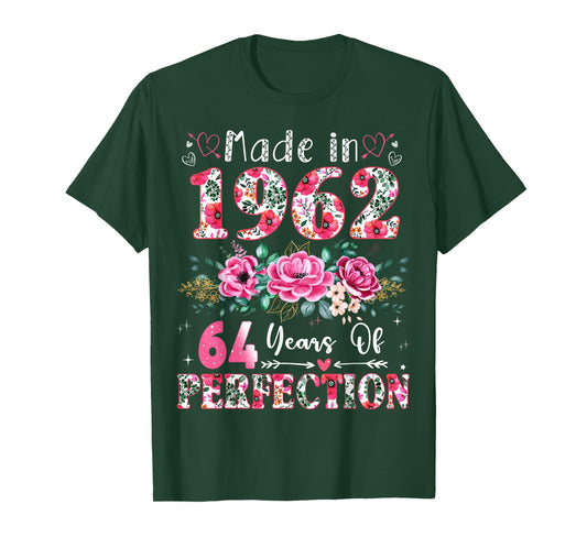64 Year Old Made in 1962 Floral 64th Birthday Women T-Shirt