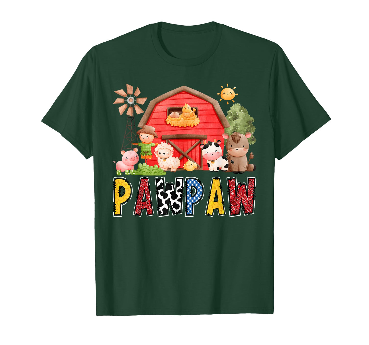 Pawpaw Red Farm Cow Birthday Boy Matching Family Party T-Shirt