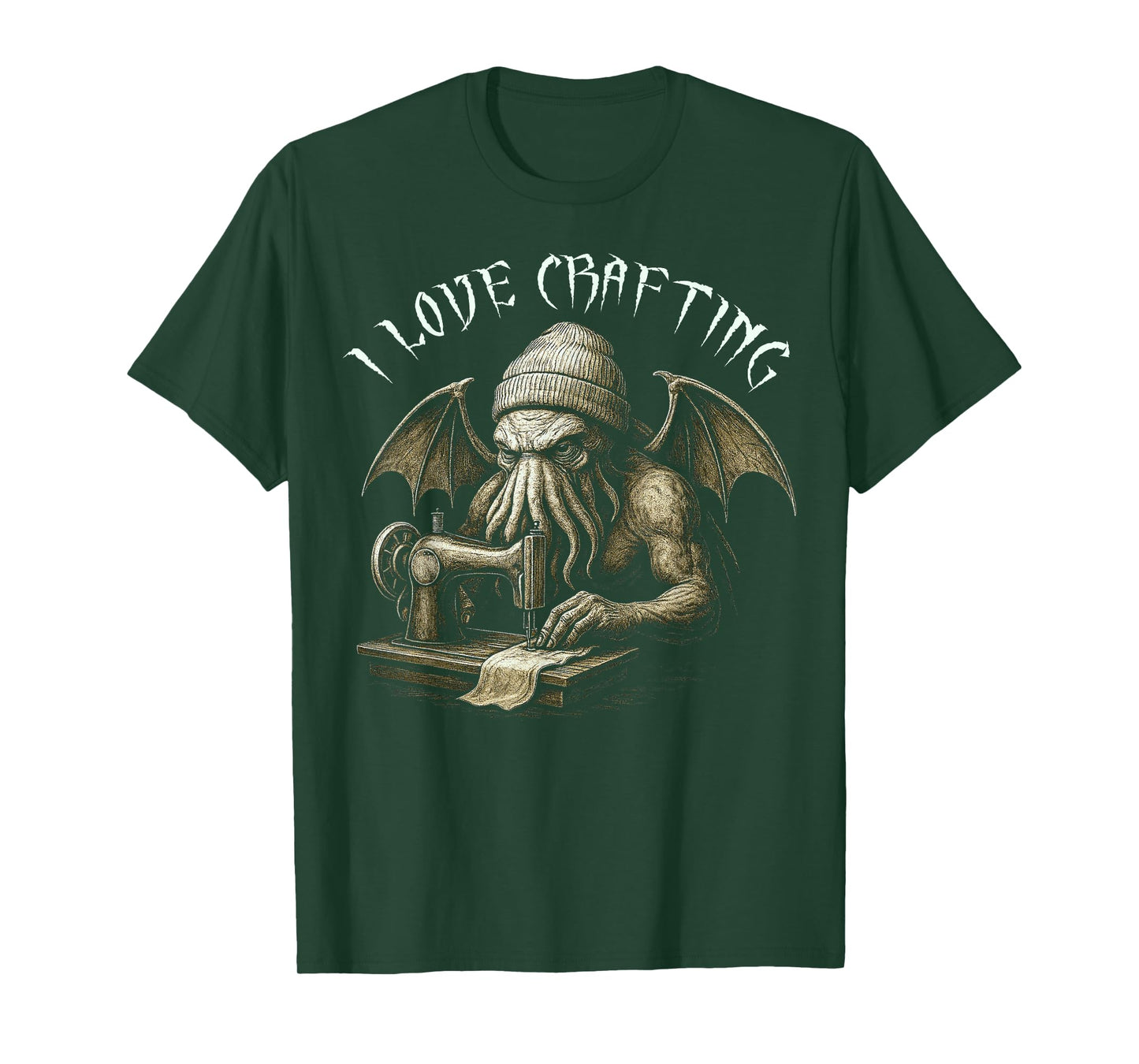 Cthulhu I Love Crafting, Lovecraftian Horror Sewing Cthulhu T-Shirt