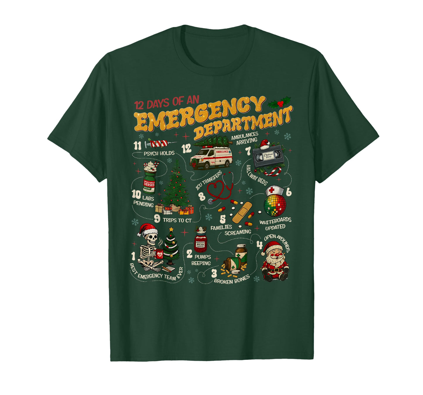 12 Days of an Emergency Department ER ED Nurse Christmas T-Shirt