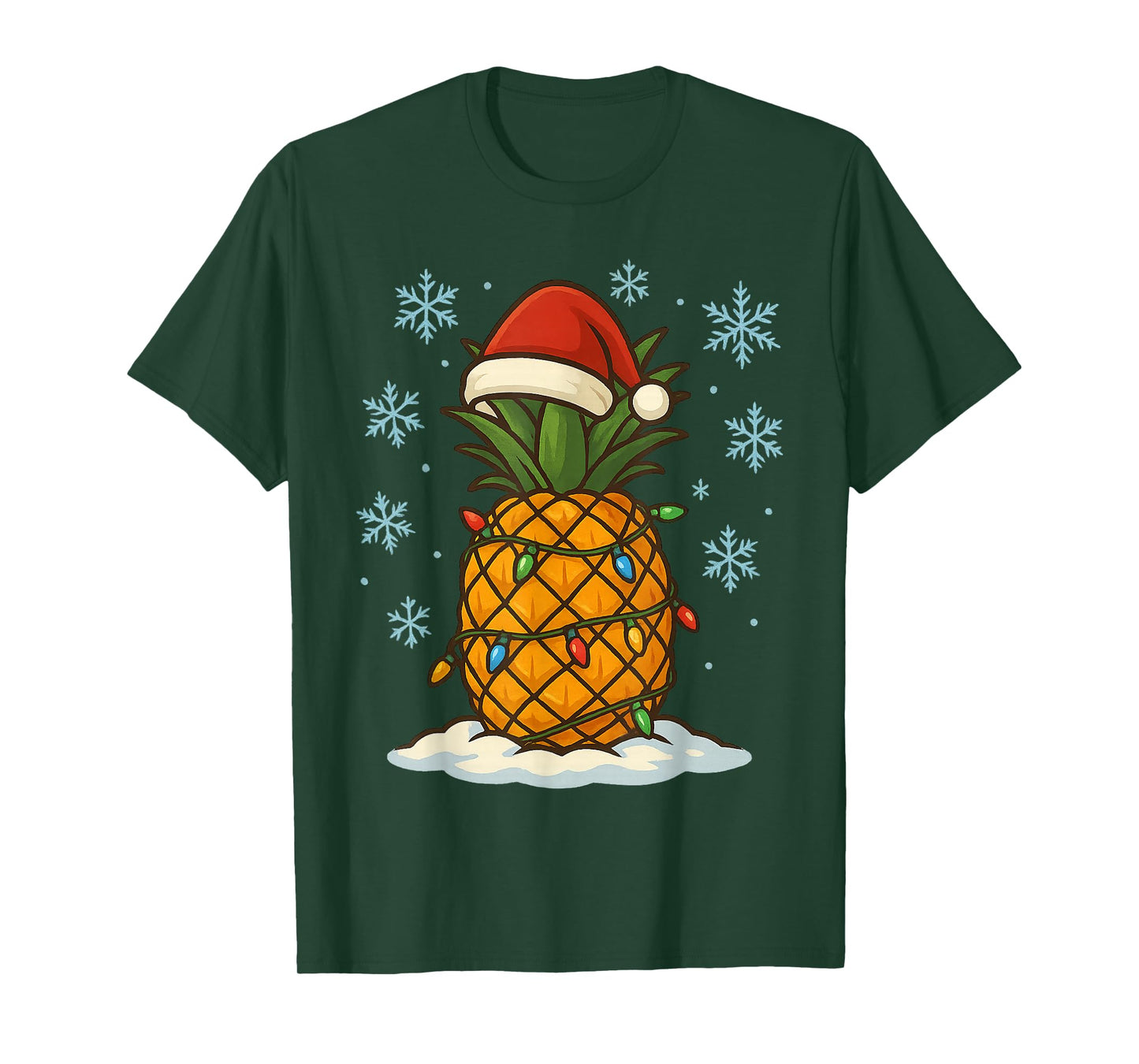Fun Christmas Lights Wrapped On Cute Pineapple Fruit Lover T-Shirt