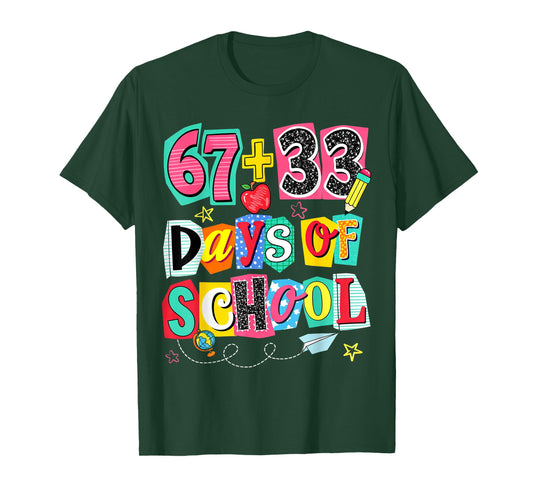 67+33 Days of School Coquette Pencil 100 Days Teacher T-Shirt