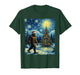 Christmas Sasquatch Santa Hat Van Gogh Starry Night Holiday T-Shirt