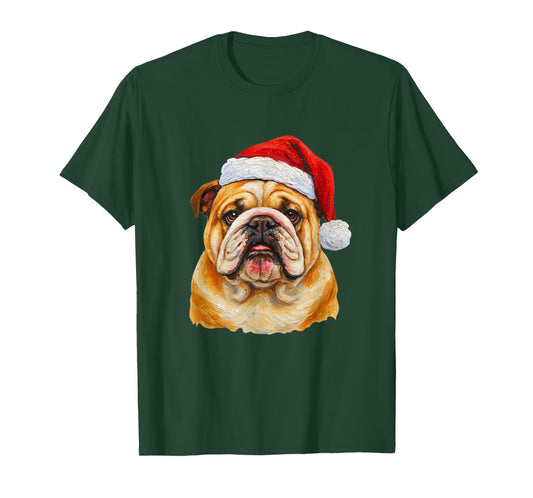 Santa English Bulldog Christmas English Bulldog Dog Mom T-Shirt