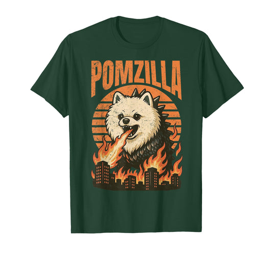Pomzilla Pomeranian Vintage Monster Pom Dog Lover Funny T-Shirt