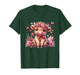 Valentine Highland Cow Print Cute Love Heart Flowers T-Shirt