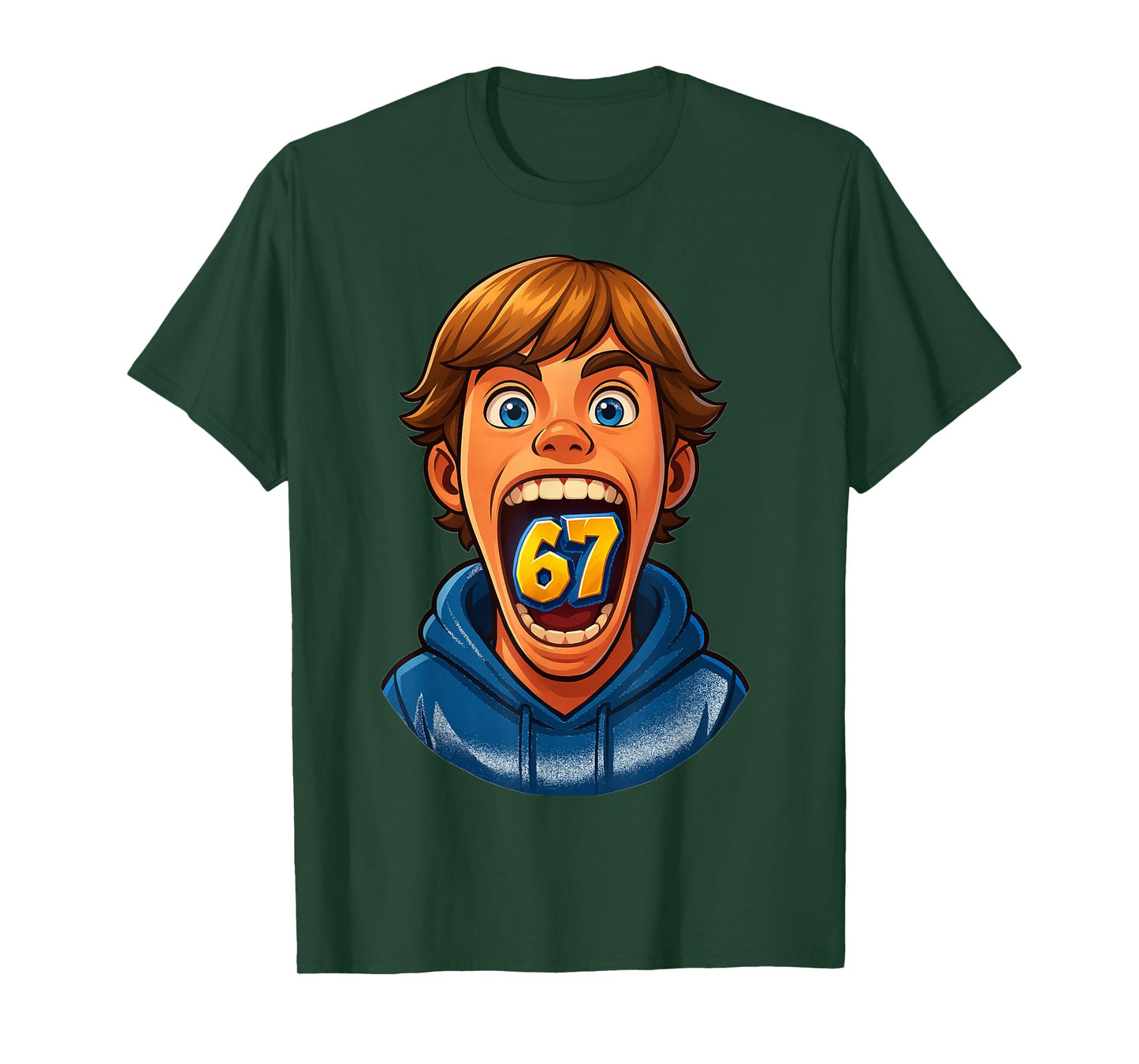 Animated 67 Kid Design with Glowing 67 Icon T-Shirt