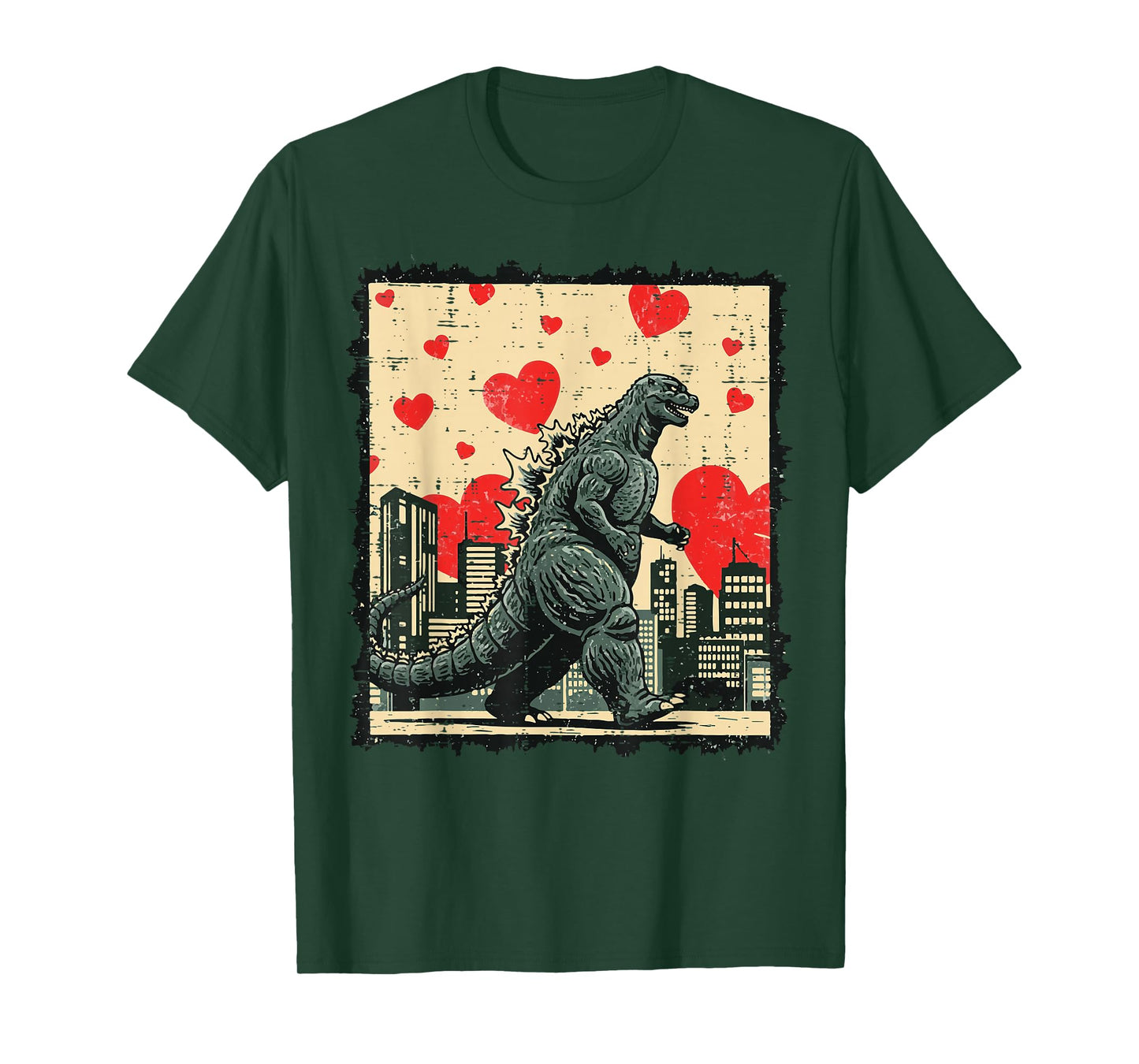 Valentines Day Japanese Monster Hearts Kaiju Men Women Kids T-Shirt