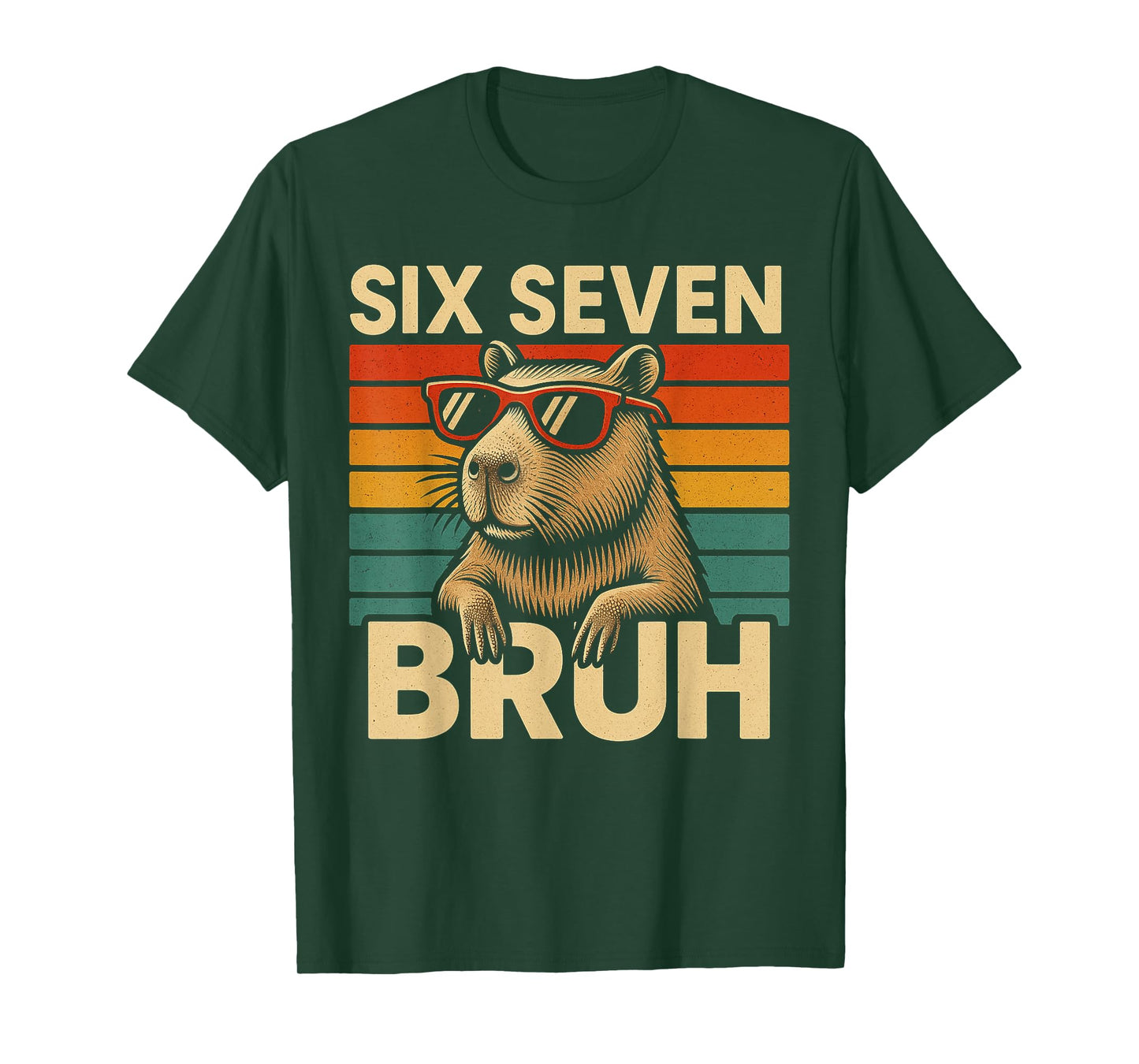 Six Seven Bruh Capybara Retro Vintage Funny 67 Meme Kids T-Shirt
