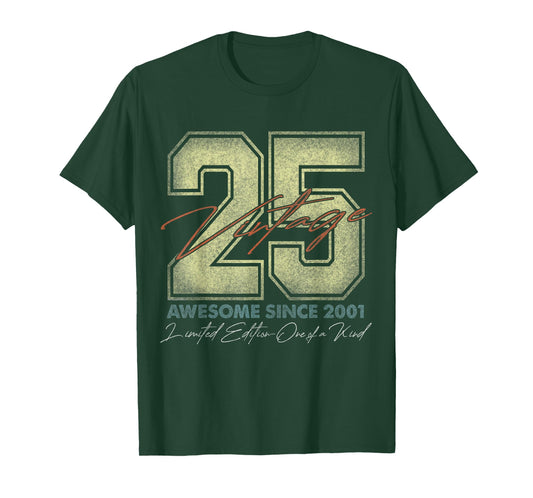 25 Year Old Gifts Vintage 2001 Limited Edition 25th Birthday T-Shirt