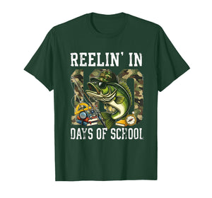 Reelin' in 100 Days of School Bass Camo Fishing Lover Boys T-Shirt