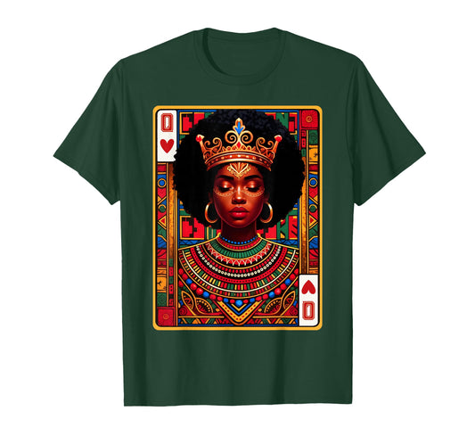 Black History Month Queen of Hearts Card Black Woman Crown T-Shirt