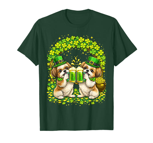 St Patrick’s Day Irish Shih Tzu Beer Shamrock Dog Lover Men T-Shirt