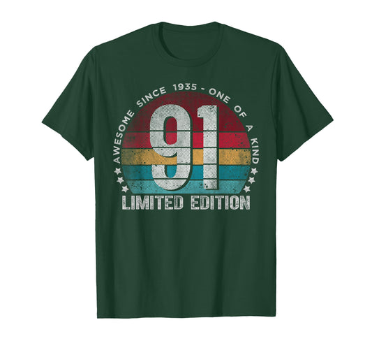 91 Year Old Gifts Vintage 1935 Limited Edition 91st Birthday T-Shirt