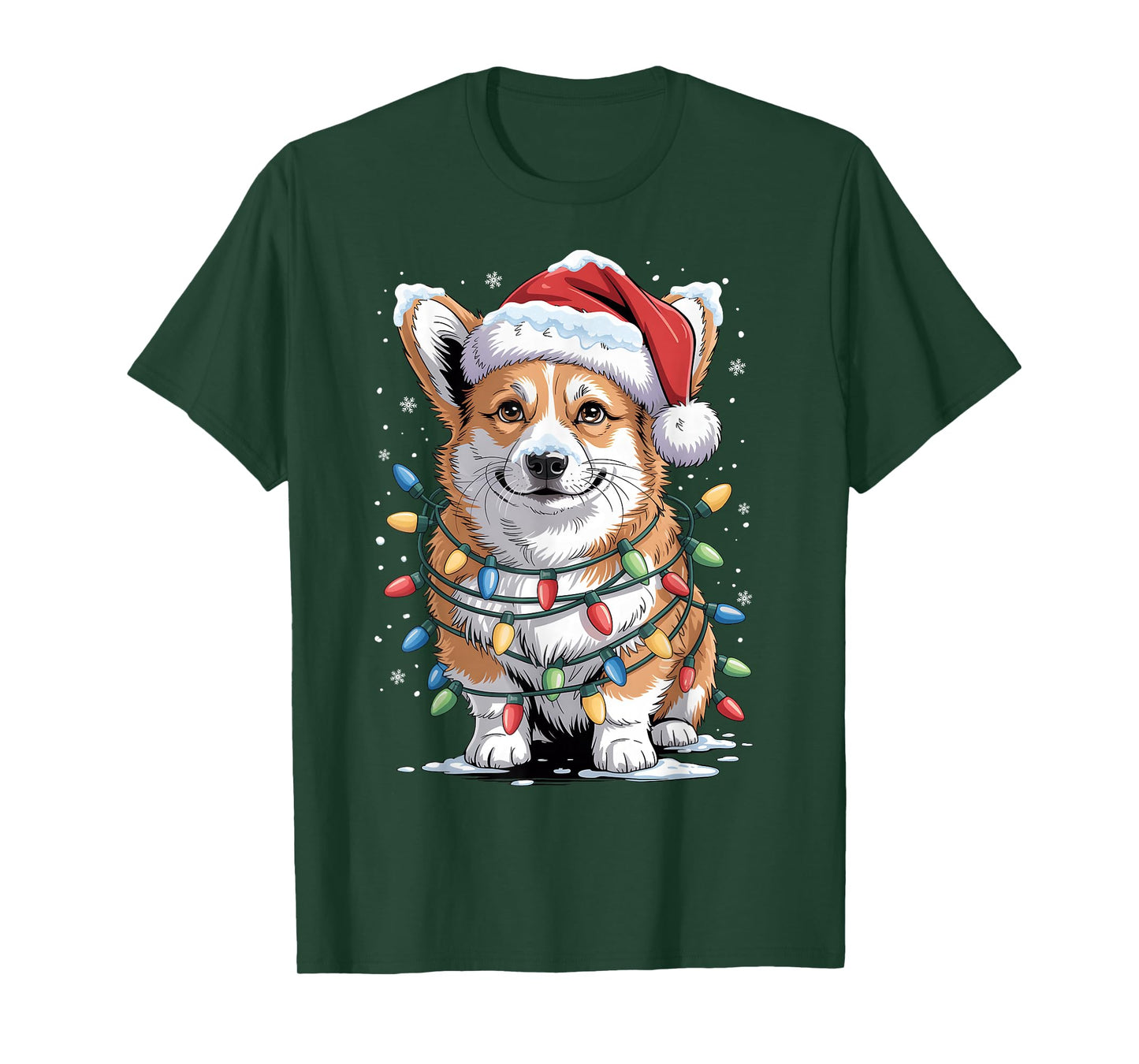 Cute Corgi Christmas Tree Santa Lights Dog Xmas Corgi T-Shirt