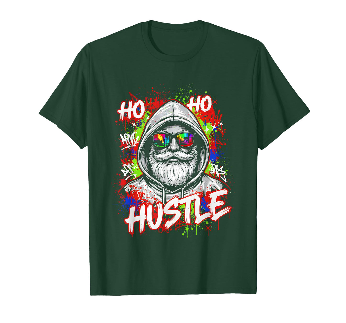 Cool Santa Claus Graffiti Hustle Christmas Pajama Top T-Shirt