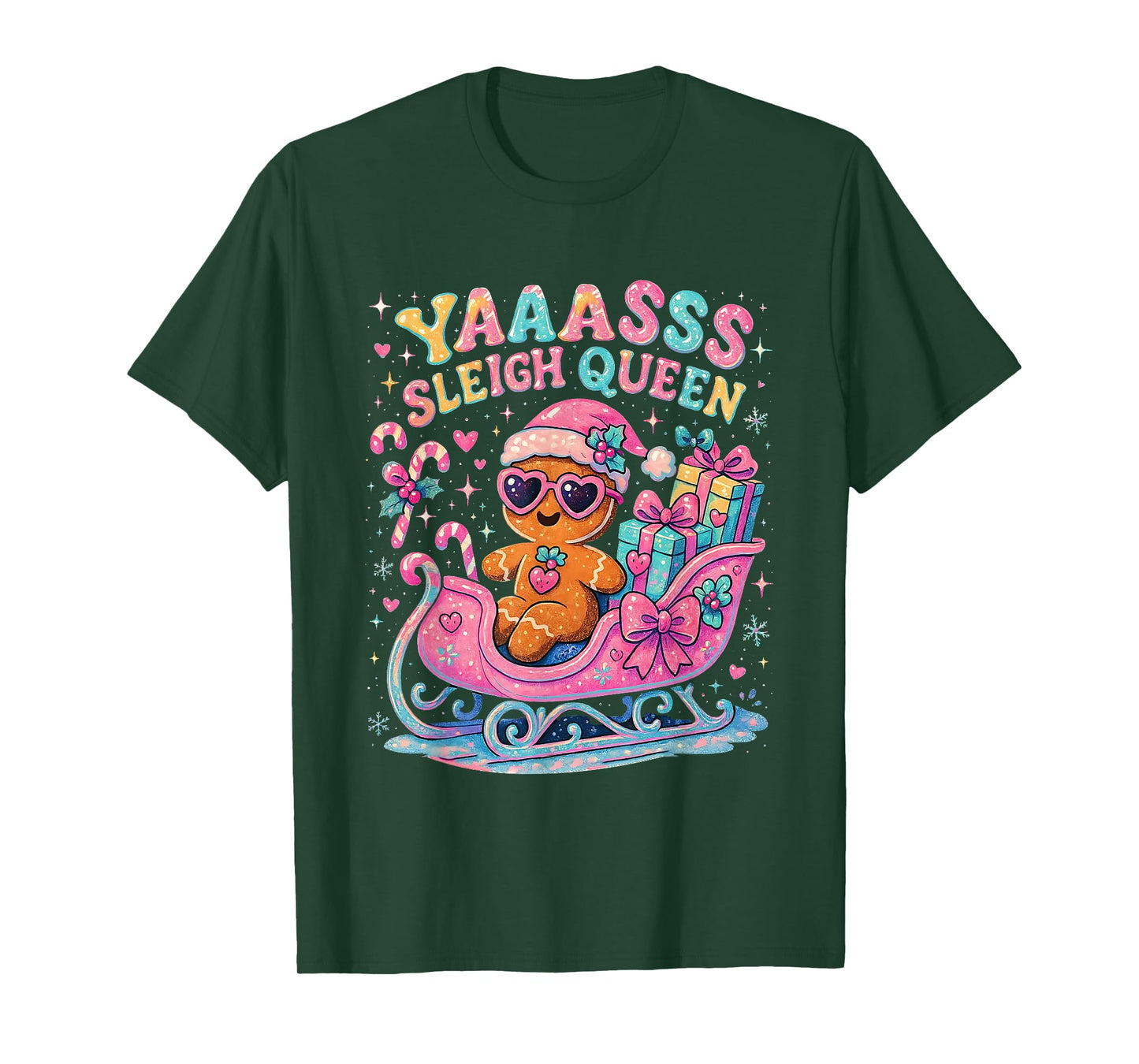 Yaaasss Sleigh Queen Cute Gingerbread Christmas Tee T-Shirt