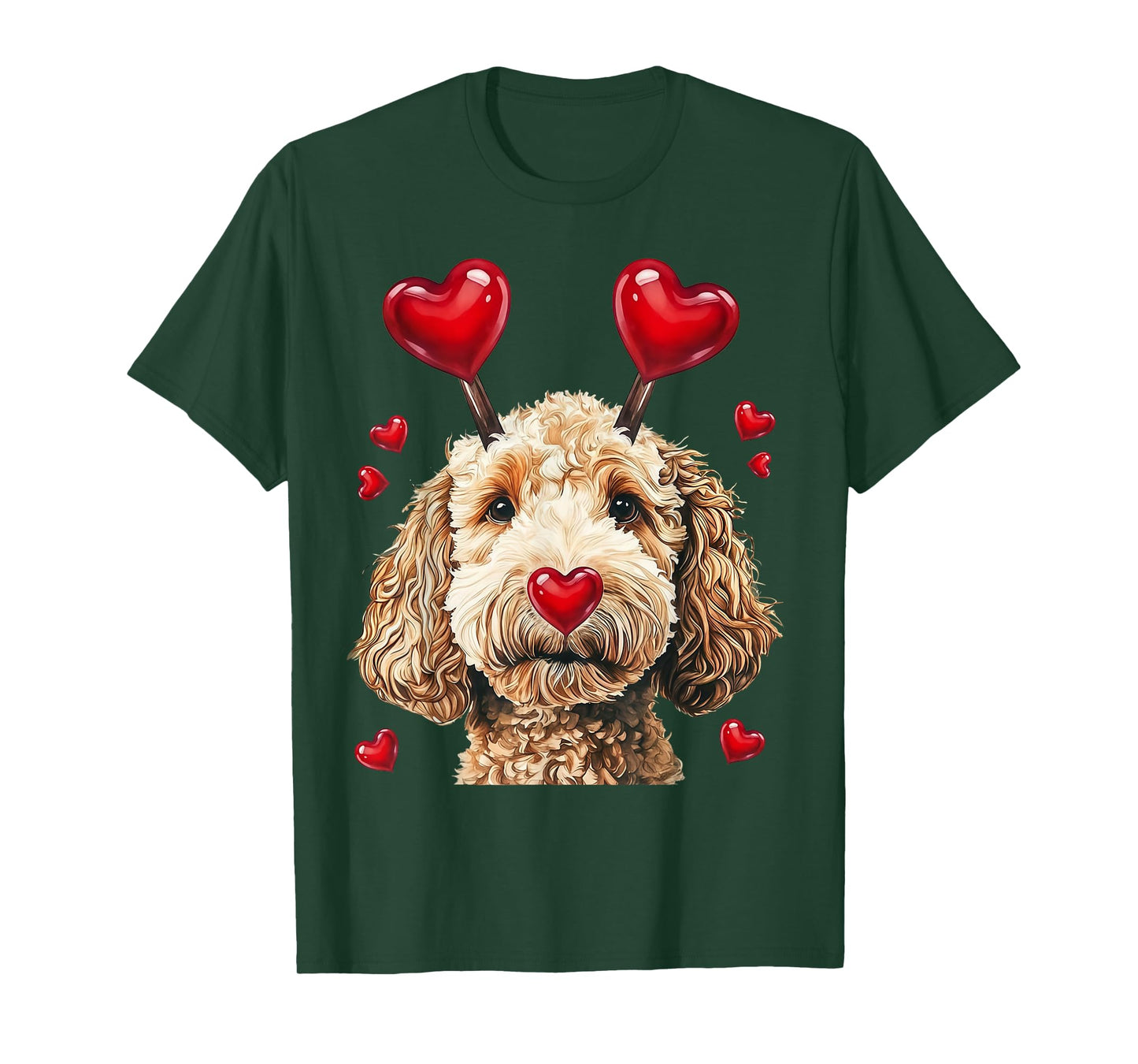 Golden Doodle Love Heart Cute Valentine Golden Doodle Dog T-Shirt