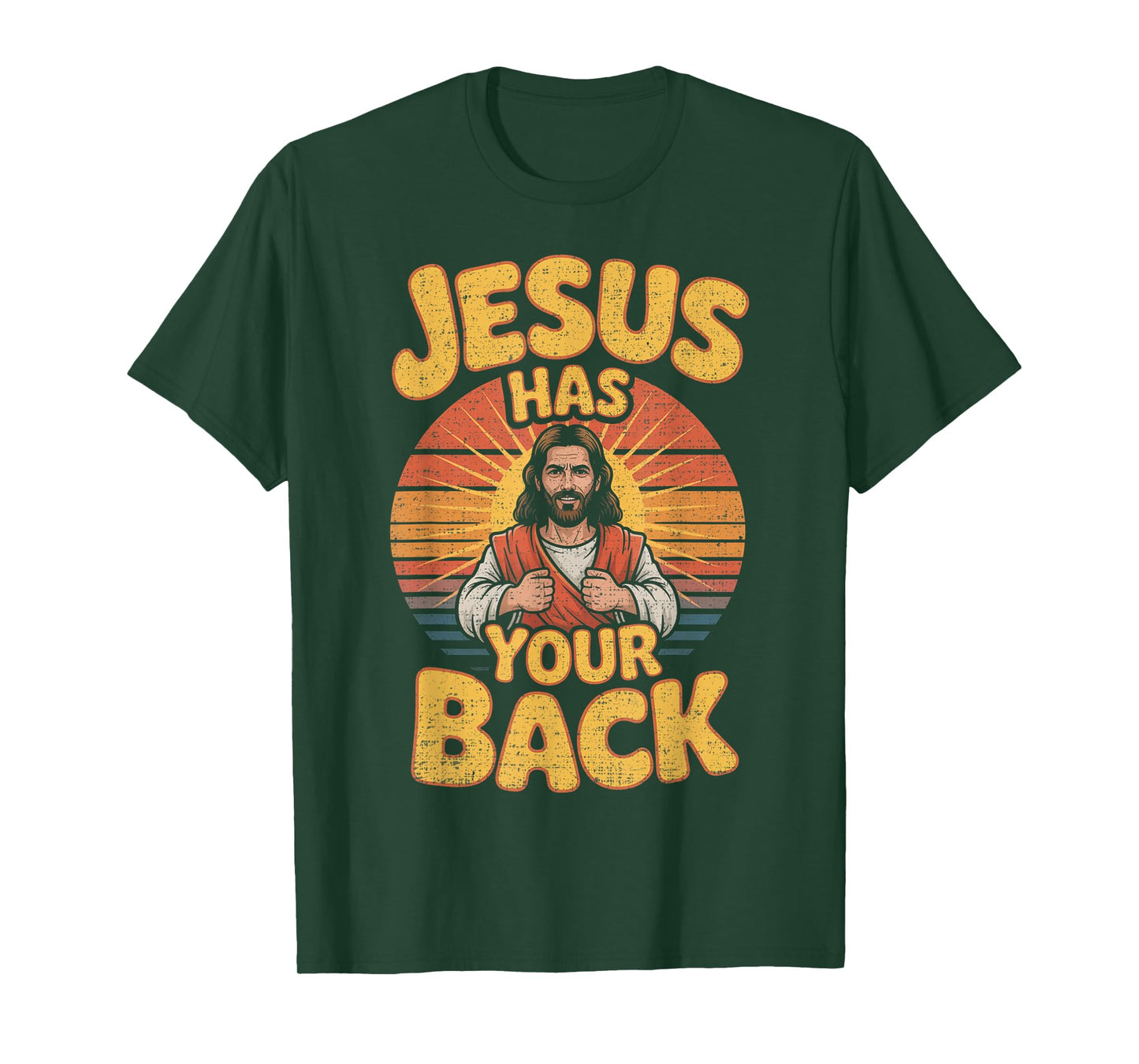 Jesus Has Your Back Retro Christian Men Women Kids T-Shirt