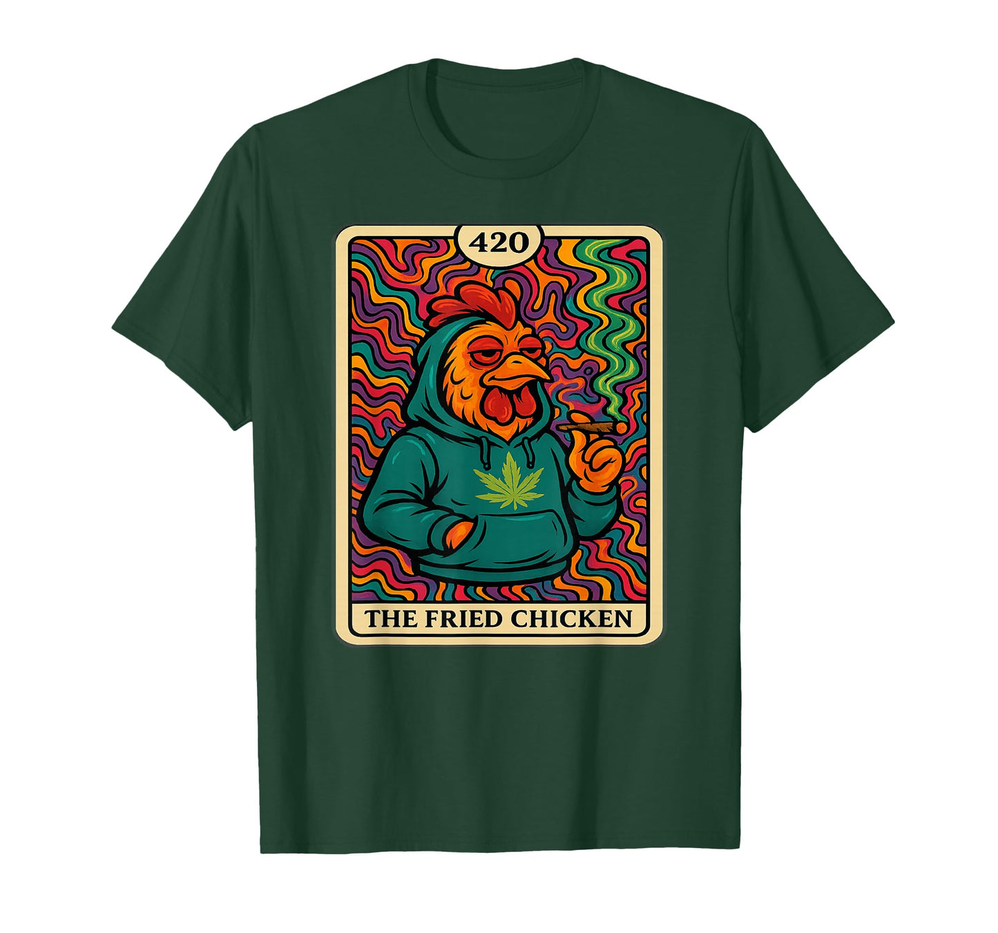 The Fried Chicken 420 Funny Stoner Weed Smoking Graphic T-Shirt