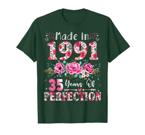 35 Year Old Made in 1991 Floral 35th Birthday Women T-Shirt
