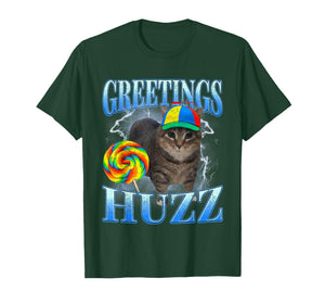 Y2K Lollipop Cat Meme Greetings Huzz Funny Gen Z Alpha Slang T-Shirt
