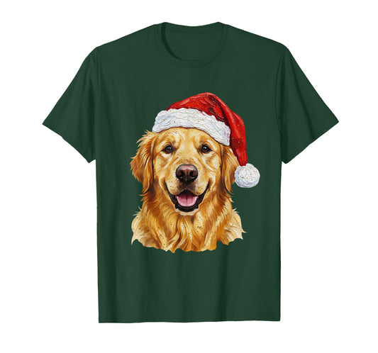 Santa Golden Retriever Christmas Golden Retriever Dog Mom T-Shirt