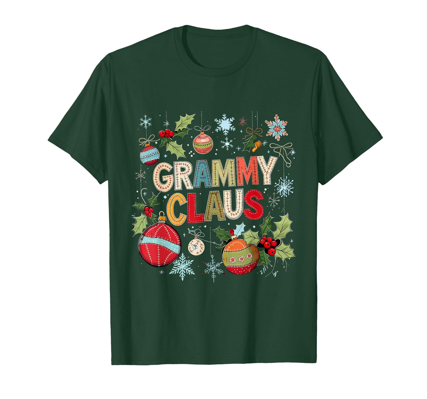 Grammy Claus Patchwork Ornament Christmas Design T-Shirt
