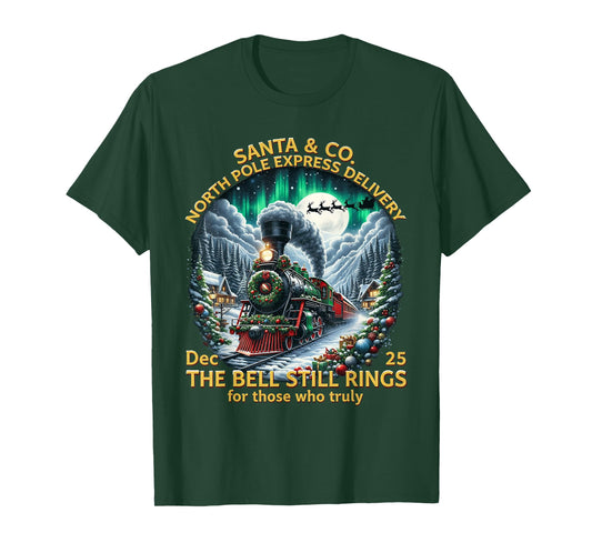 Train All Aboard Christmas Town Believe Santa Express T-Shirt