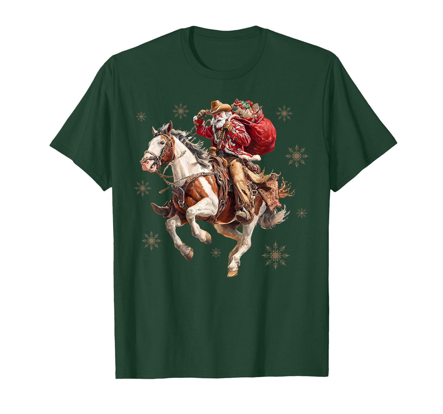 Vintage Cowboy Santa Merry Christmas Western Country Xmas T-Shirt