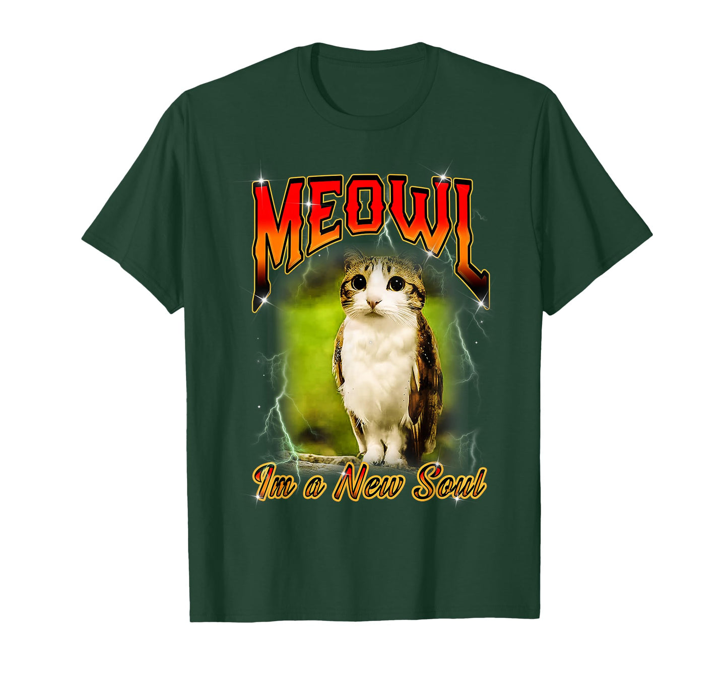 Cat Owl Funny Cursed Internet Brainrot Bootleg Meowl T-Shirt