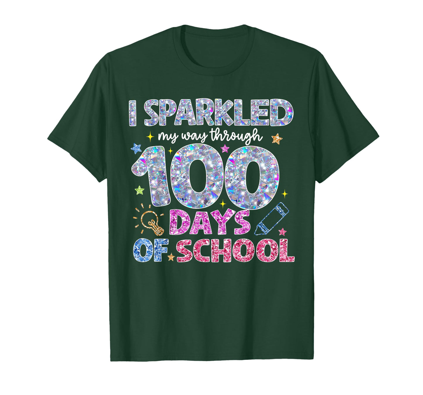 I Sparkled My Way Through 100 Day of School for Teacher Kids T-Shirt
