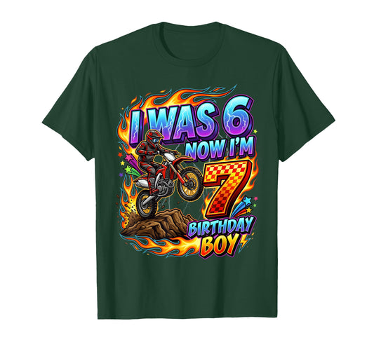 I was 6 Now I'm 7 Year Old Birthday boy Motocross 7th T-Shirt
