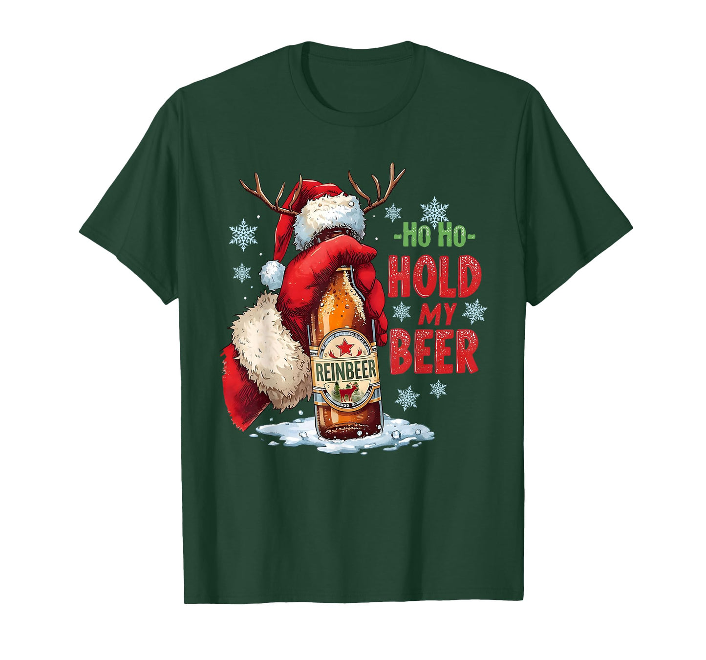 Ho Hold My Beer Funny Santa Holding Beer Christmas Drinking T-Shirt