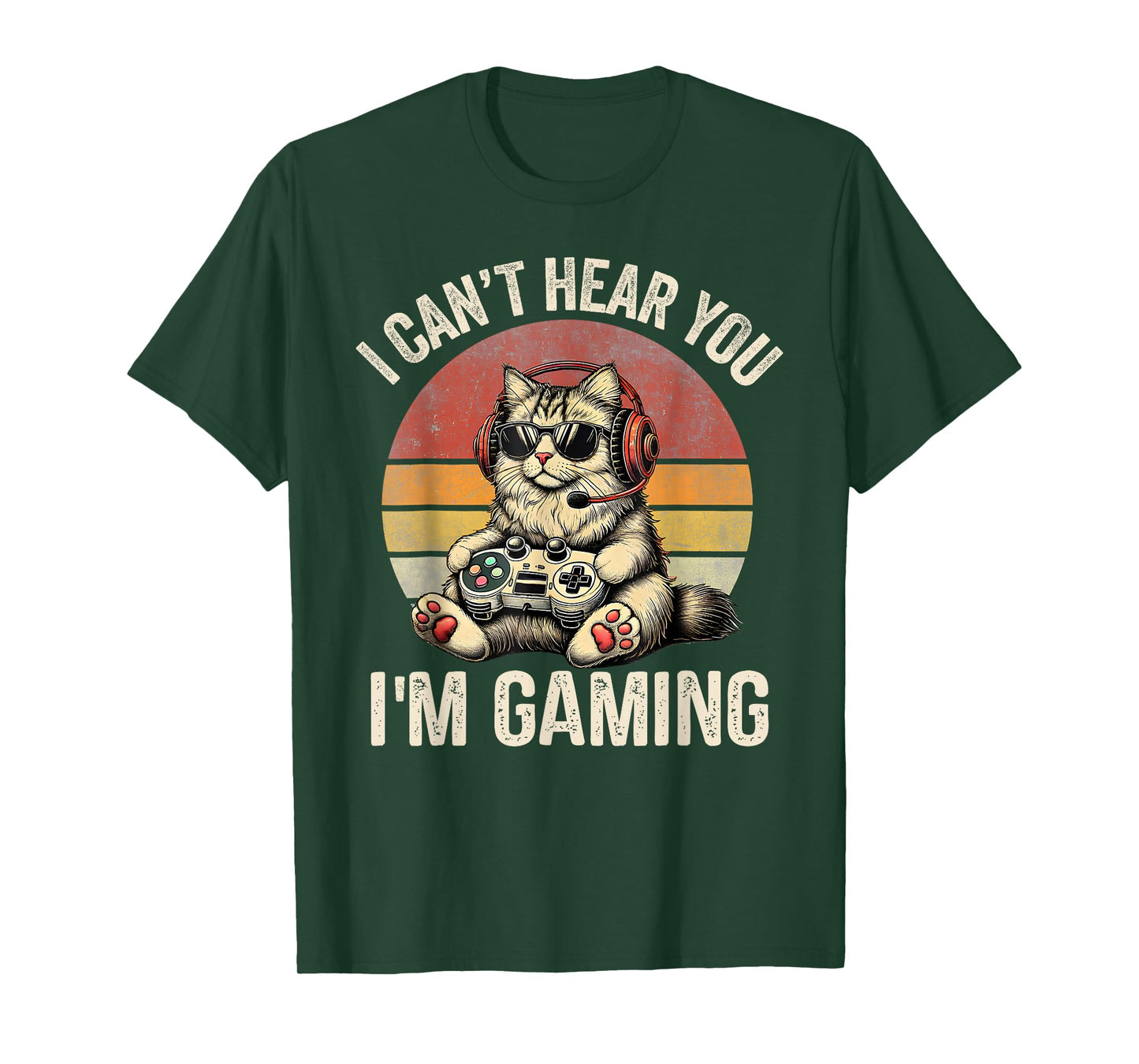 Vintage I Can't Hear You I'm Gaming Funny Cat Meme Matching T-Shirt