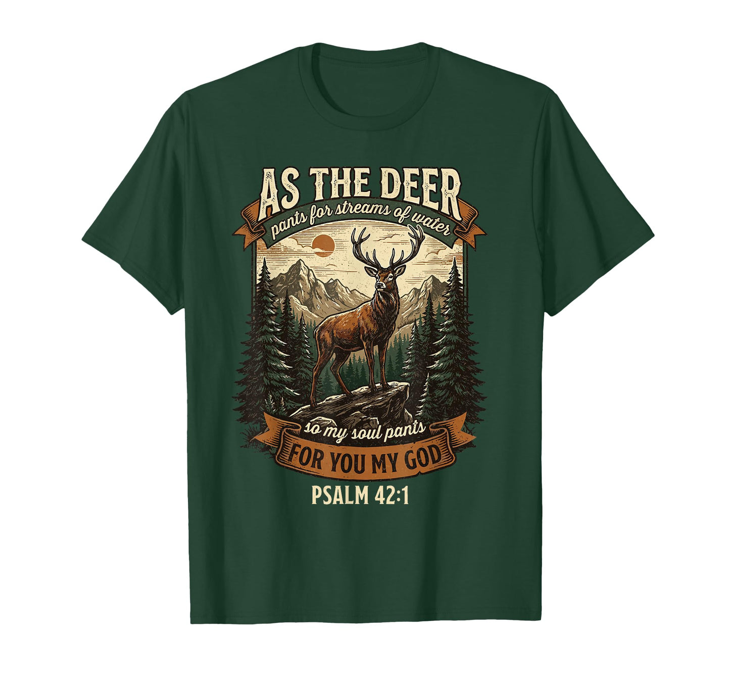 As The Deer Bible Verse for Christian Man Psalm 42:1 T-Shirt