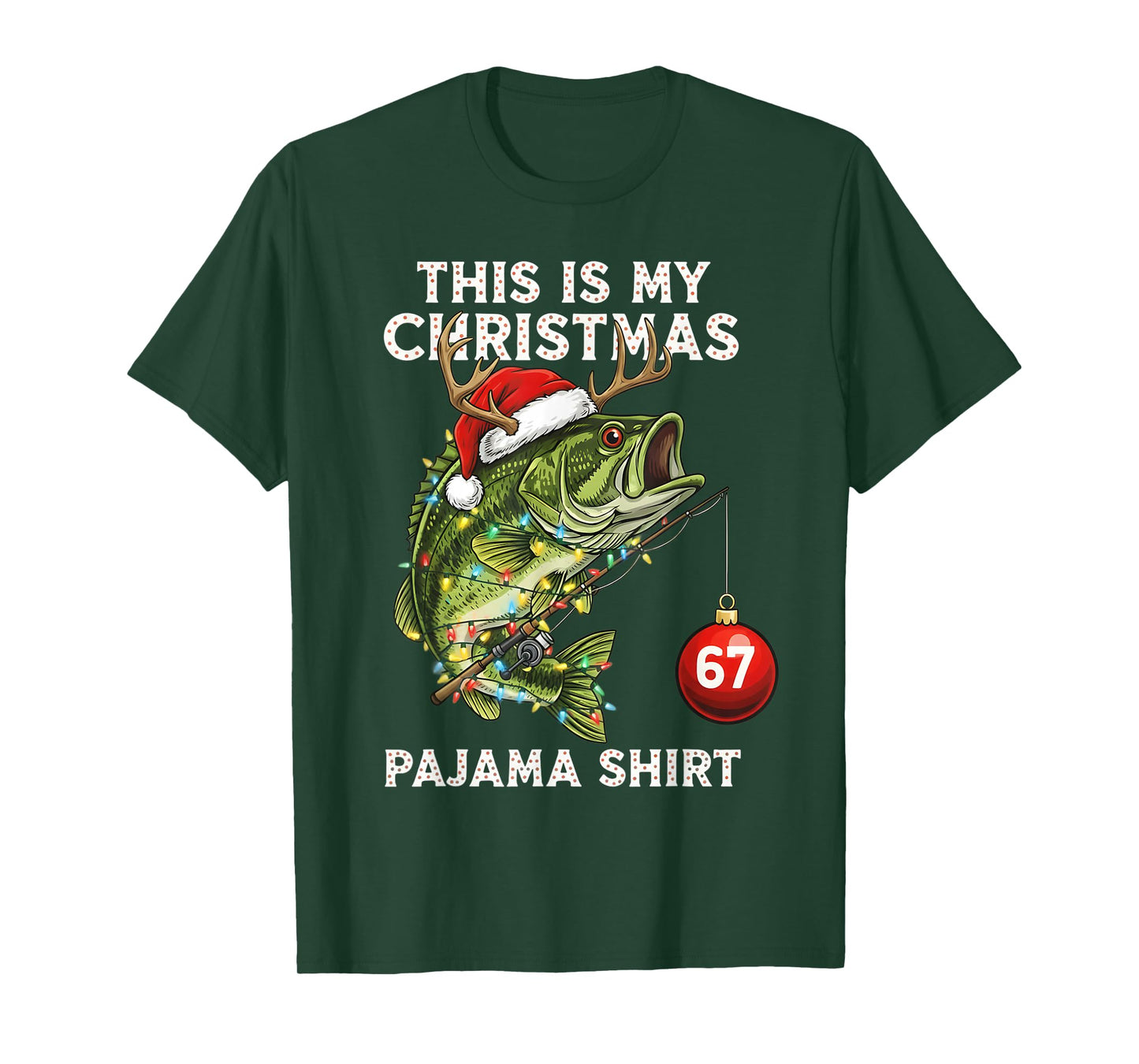 This is My Christmas Pajama Bass Fish Santa Hat Toddler Boys T-Shirt