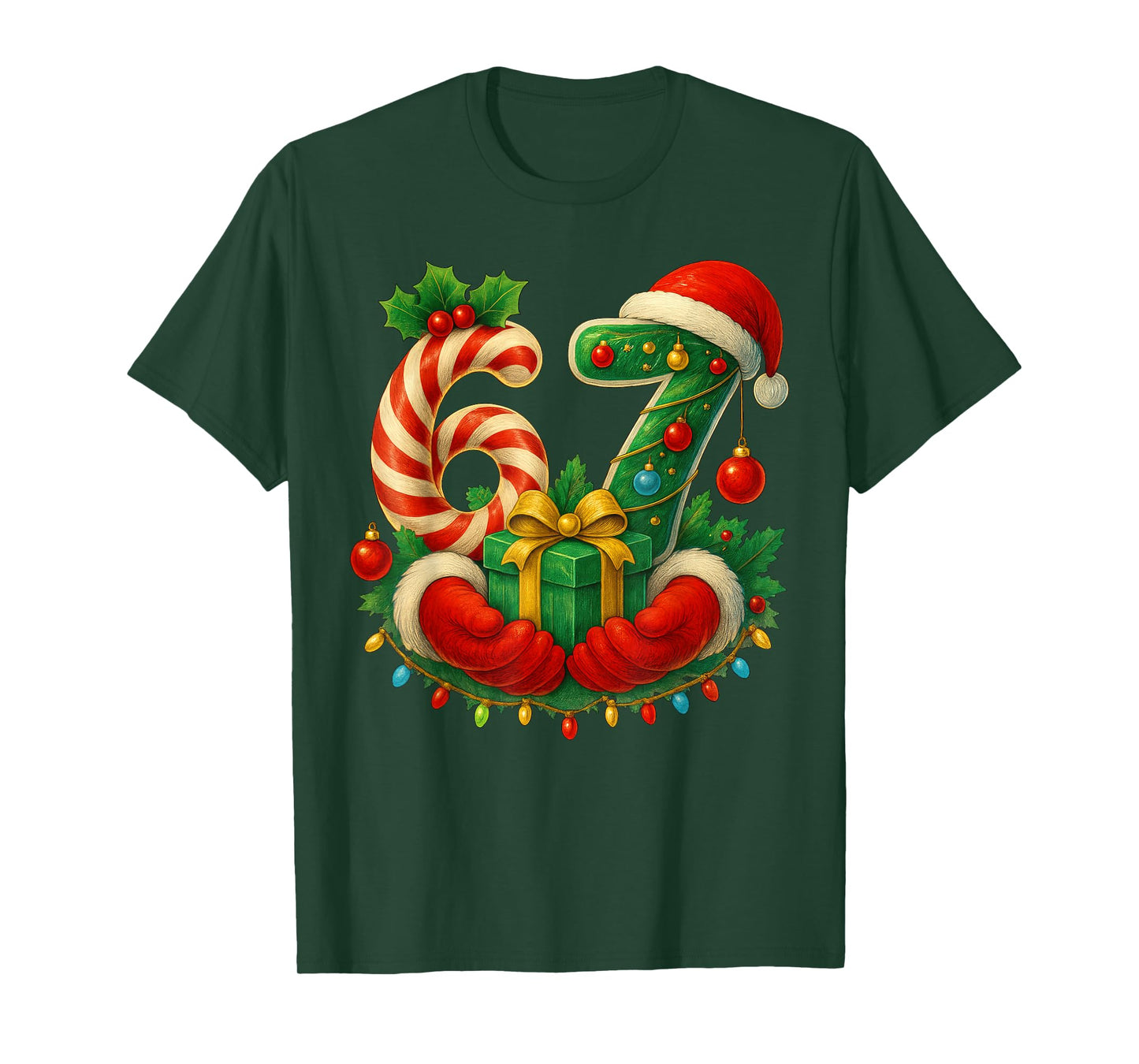 Funny 6 7 Meme 67 Gen Alpha 6 7 Hands Family Kids Christmas T-Shirt