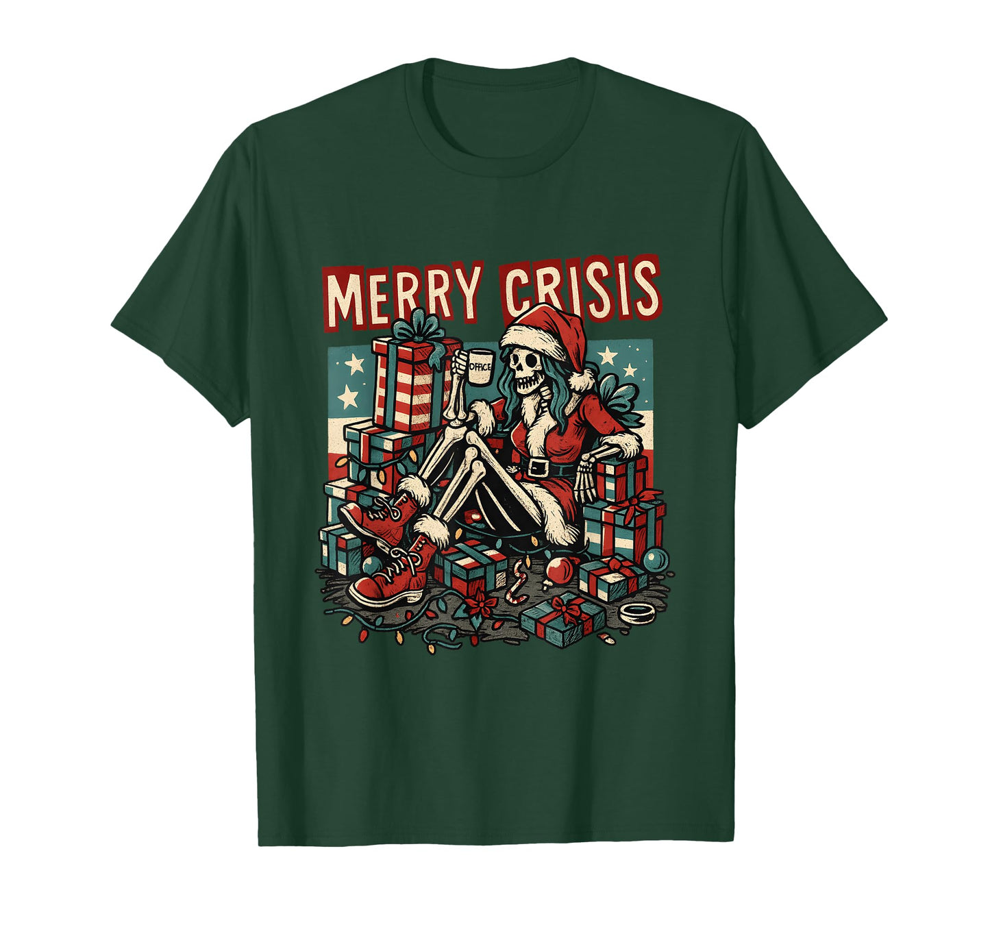 Merry Crisis Skeleton Funny Holiday T-Shirt